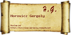 Horovicz Gergely névjegykártya